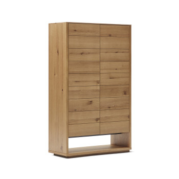 Alguema 2-door high sideboard in oak veneer with natural finish, 100 x 163.5 cm