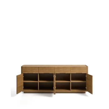 Arelida sideboard in oak veneer and solid wood with light brown finish 200 x 80 cm FSC Mix Credit