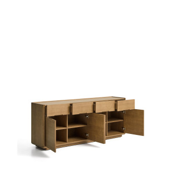 Arelida sideboard in oak veneer and solid wood with light brown finish 200 x 80 cm FSC Mix Credit