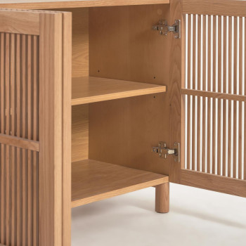 Beyla 4-door sideboard in solid wood and oak veneer 180 x 71.5 cm FSC 100%