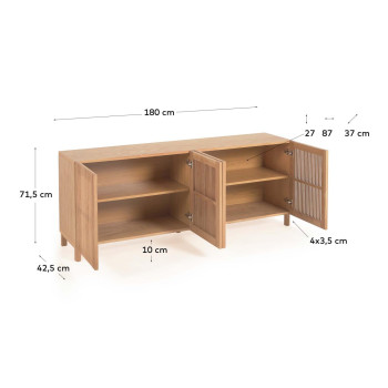 Beyla 4-door sideboard in solid wood and oak veneer 180 x 71.5 cm FSC 100%
