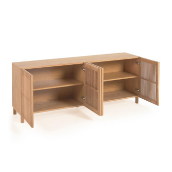 Beyla 4-door sideboard in solid wood and oak veneer 180 x 71.5 cm FSC 100%