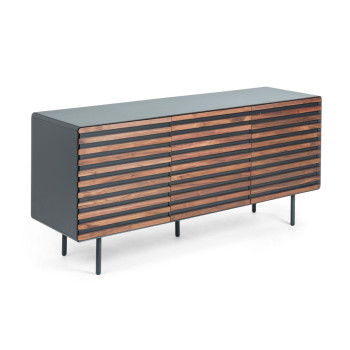 Kesia 2-door sideboard in walnut veneer and black painted steel, 162 x 74 cm