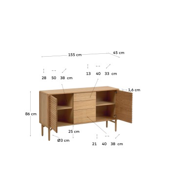 Lenon 2-door 3-drawer sideboard in wood and veneer MIX Credit