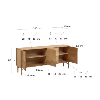 Lenon 3-door, 3-drawer sideboard in wood and veneer MIX Credit
