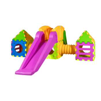 Cubic toy model i2000 – modular game with 1 large slide and 2 houses.