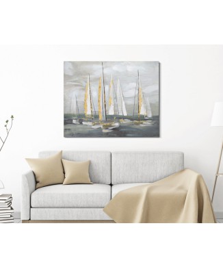 PAINTING ON CANVAS GOLD BOAT