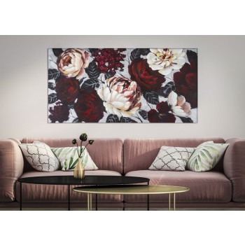PAINTING ON CANVAS WHITE/RED FLOWER LIGHTBACK 150X3,8X76