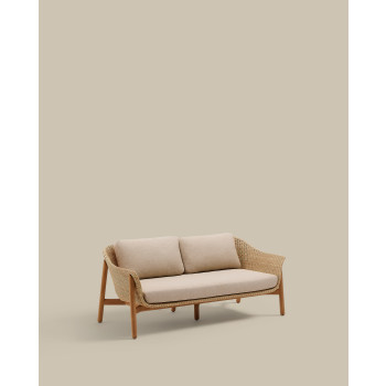 Galea 2-seater sofa in solid teak and synthetic rattan 170.5 cm FSC 100% FSC