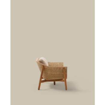 Galea 2-seater sofa in solid teak and synthetic rattan 170.5 cm FSC 100% FSC