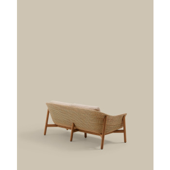 Galea 2-seater sofa in solid teak and synthetic rattan 170.5 cm FSC 100% FSC