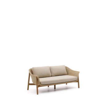 Galea 2-seater sofa in solid teak and synthetic rattan 170.5 cm FSC 100% FSC