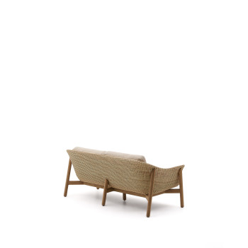 Galea 2-seater sofa in solid teak and synthetic rattan 170.5 cm FSC 100% FSC