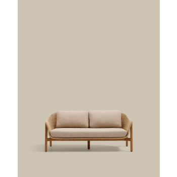 Galea 2-seater sofa in solid teak and synthetic rattan 170.5 cm FSC 100% FSC