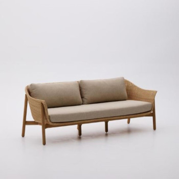 Galea 2-seater sofa in solid teak and synthetic rattan 170.5 cm FSC 100% FSC