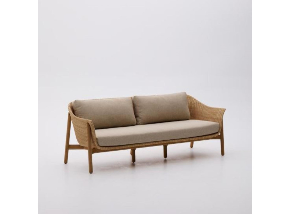 Galea 2-seater sofa in solid teak and synthetic rattan 170.5 cm FSC 100% FSC