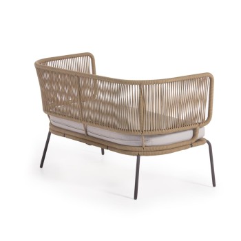 Nadin 2 seater sofa in beige rope and beige cord legs and steel legs