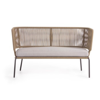 Nadin 2 seater sofa in beige rope and beige cord legs and steel legs
