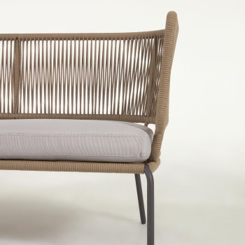 Nadin 2 seater sofa in beige rope and beige cord legs and steel legs