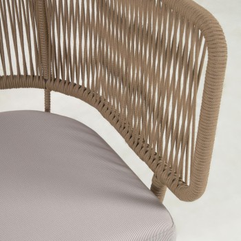 Nadin 2 seater sofa in beige rope and beige cord legs and steel legs