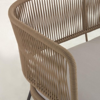 Nadin 2 seater sofa in beige rope and beige cord legs and steel legs