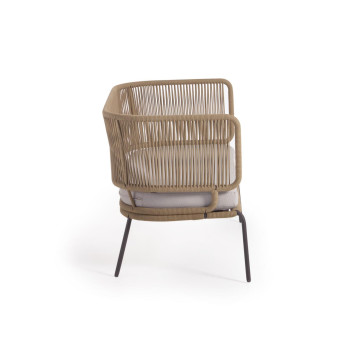 Nadin 2-seater sofa in beige rope and galvanized steel legs 135 cm