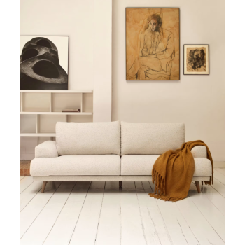 Karin 3-seater sofa in white with solid wood legs