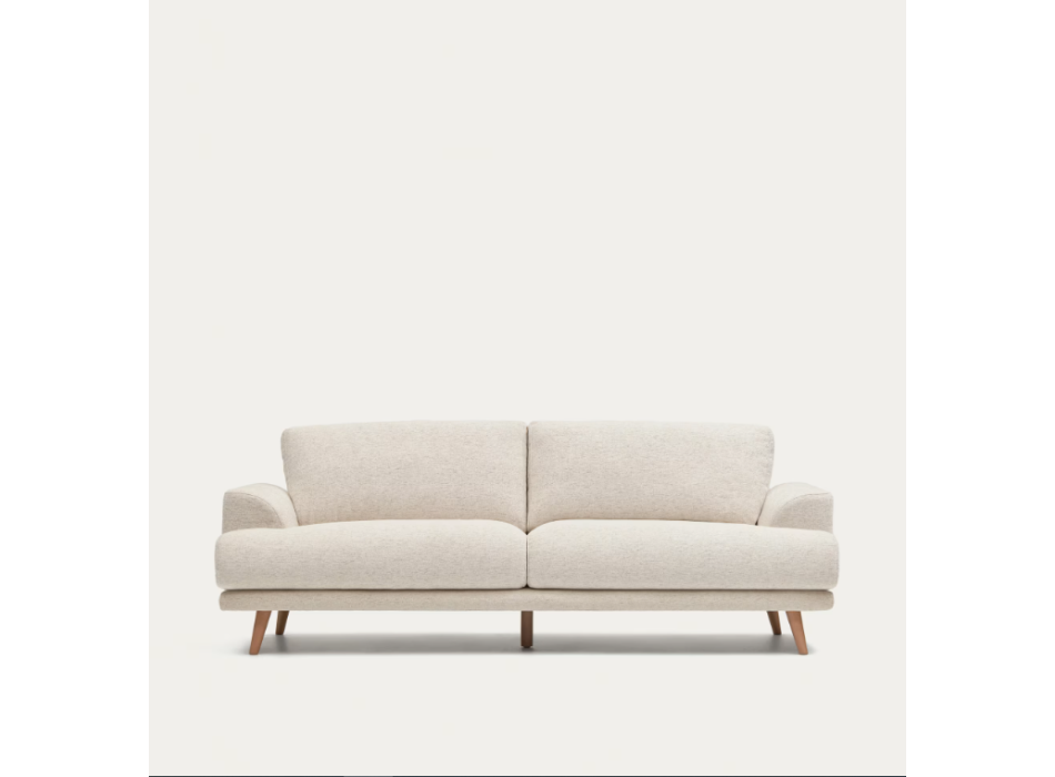 Karin 3-seater sofa in white with solid wood legs