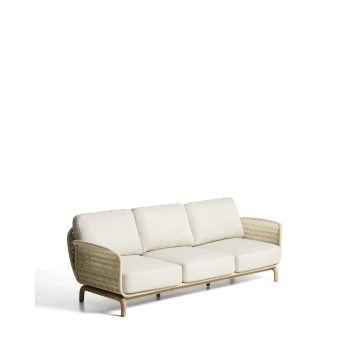 Alipa 3-seater sofa in solid acacia wood and rope