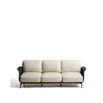 Alipa 3-seater sofa in solid acacia wood and rope