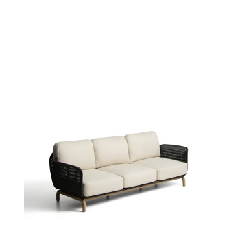 Alipa 3-seater sofa in solid acacia wood and rope