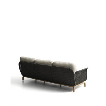 Alipa 3-seater sofa in solid acacia wood and rope