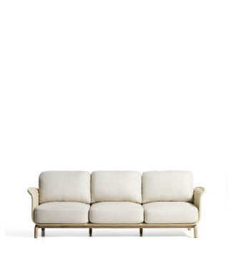 Alipa 3-seater sofa in solid acacia wood and rope