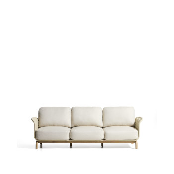 Alipa 3-seater sofa in solid acacia wood and rope