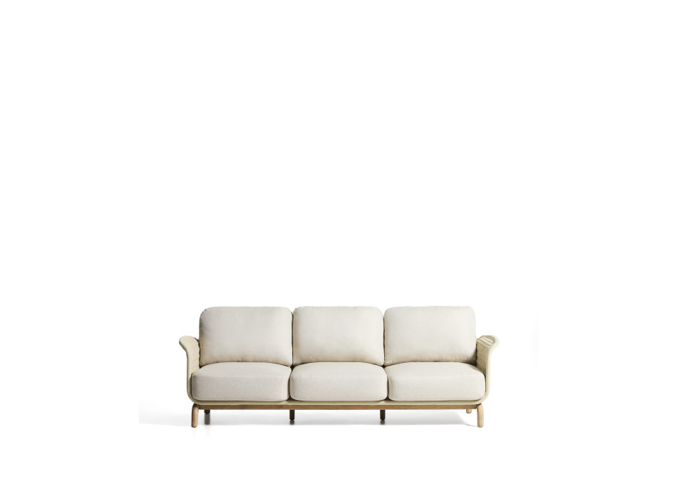 Alipa 3-seater sofa in solid acacia wood and rope