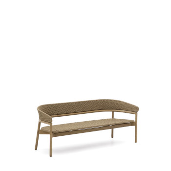 Arinella 3-seater sofa in solid acacia wood with natural finish and beige rope FSC 100% 167 cm