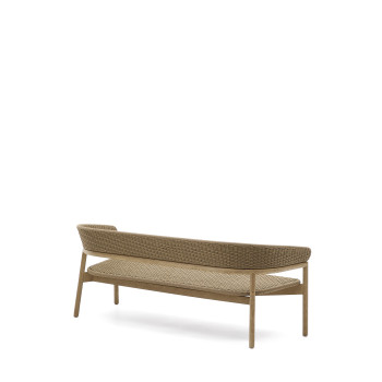 Arinella 3-seater sofa in solid acacia wood with natural finish and beige rope FSC 100% 167 cm