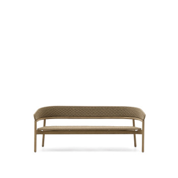 Arinella 3-seater sofa in solid acacia wood with natural finish and beige rope FSC 100% 167 cm