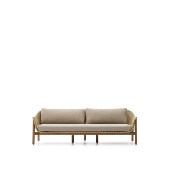 Galea 3-seater sofa in solid teak and synthetic rattan 223 cm FSC 100%