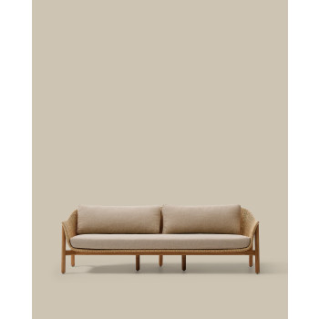 Galea 3-seater sofa in solid teak and synthetic rattan 223 cm FSC 100%
