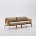 Galea 3-seater sofa in solid teak and synthetic rattan 223 cm FSC 100%