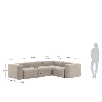 Blok 3-seater beige corner sofa 290 x 230 cm /