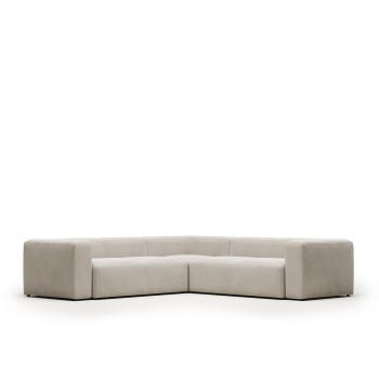 Blok 4-seater corner sofa in beige chenille 290 x 290 cm FSC Mix Credit