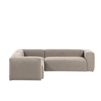 Blok 4-seater corner sofa in beige chenille 290 x 290 cm FSC Mix Credit