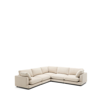 Gala 6-seater corner sofa in beige chenille FSC Mix Credit 300 x 300 cm