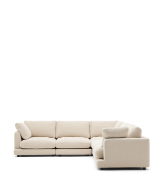 Gala 6-seater corner sofa in beige chenille FSC Mix Credit 300 x 300 cm