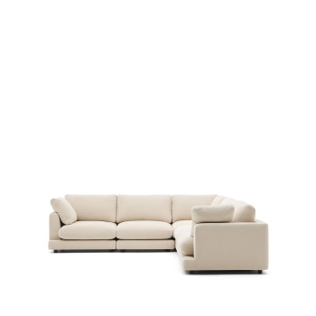 Gala 6-seater corner sofa in beige chenille FSC Mix Credit 300 x 300 cm