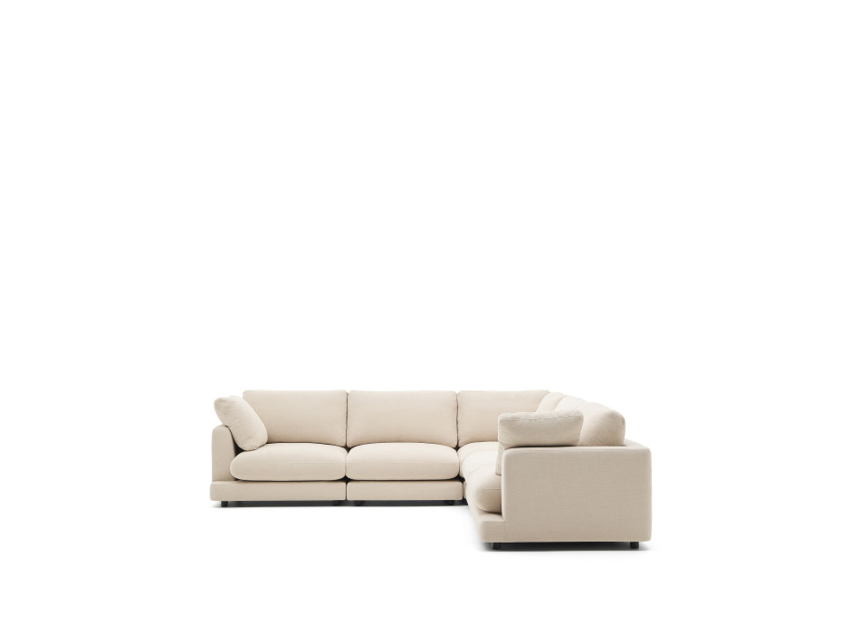 Gala 6-seater corner sofa in beige chenille FSC Mix Credit 300 x 300 cm