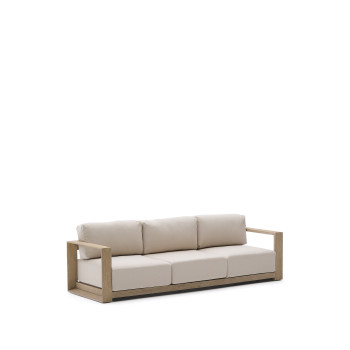 Ambra 3-seater sofa in solid acacia wood with a light finish, 249 cm, FSC 100%