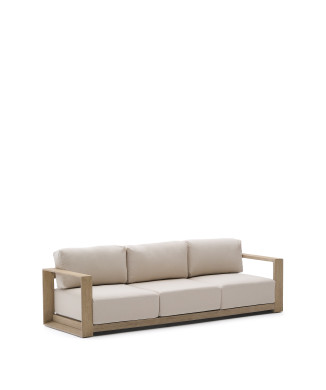 Ambra 3-seater sofa in solid acacia wood with a light finish, 249 cm, FSC 100%